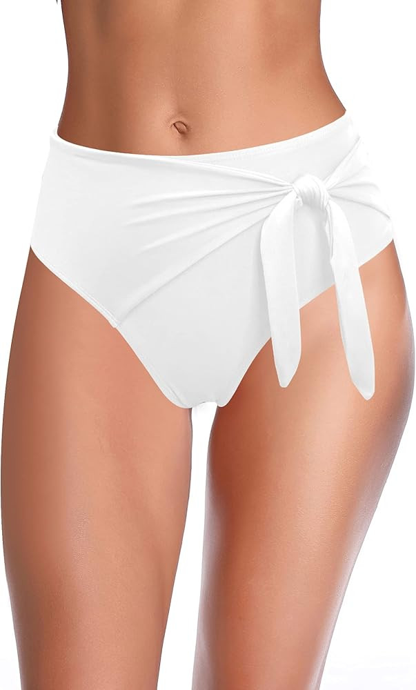 SHEKINI Women's Bikini Bottoms High Waisted Swimsuit Tie Knot Swim Bottoms | Amazon (US)