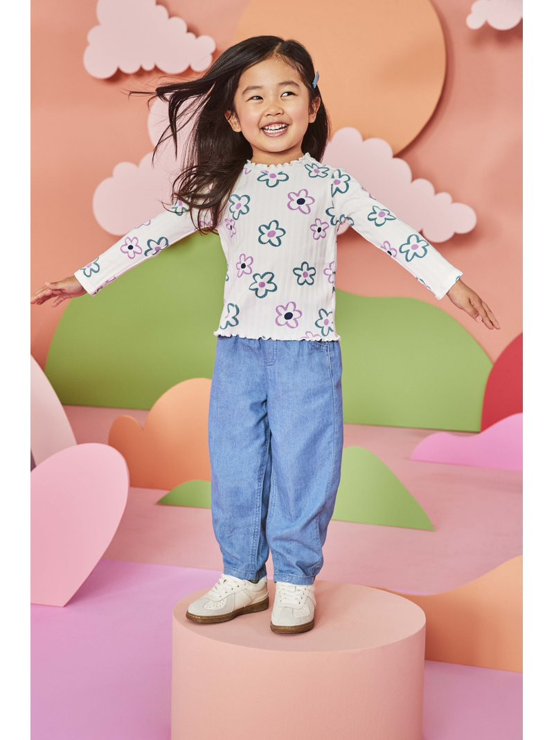 Garanimals Toddler Girl Long Sleeve Lettuce Neck Printed T-Shirt, Sizes 18M-5T - Walmart.com | Walmart (US)