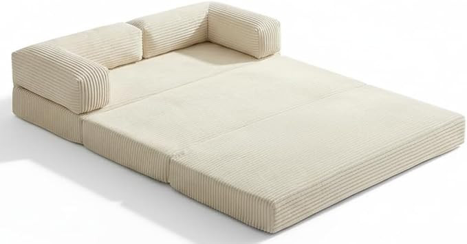 Convertible Sofa Bed Queen,5-in-1 Tri-Fold Boneless Couch with Removable Armrests & Handle,Cordur... | Amazon (US)