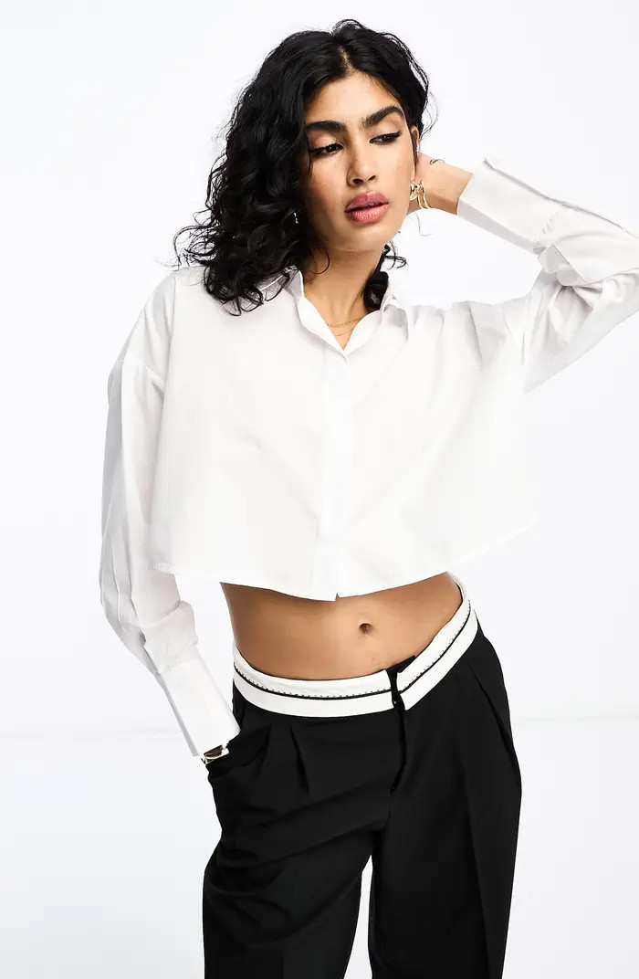 Crop Button-Up Shirt | Nordstrom