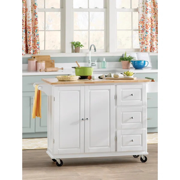 Hardiman 53.75" Kitchen Island with Solid Wood Top and Locking Wheels | Wayfair Professional