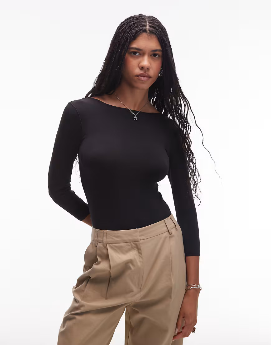 ARKET supersoft jersey bodysuit with four-way stretch in black | ASOS (Global)