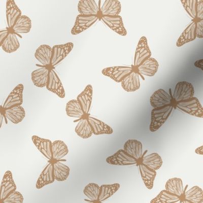 butterflies fabric - neutral boho butterfly fabric | Spoonflower