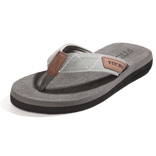 FITORY Men's Flip-Flops, Thongs Sandals Comfort Slippers for Beach Gray Size 10 | Amazon (US)