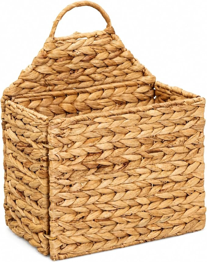 Hanging Wall Basket - Flat Back Woven Storage Organizer for Mail, Books, and Magazines - Decorati... | Amazon (US)