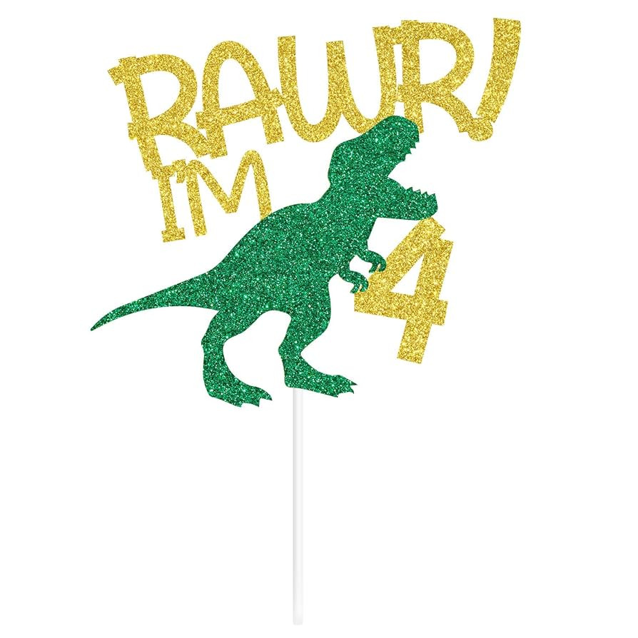 Rawr I'm 4 Cake Topper, Roar I'm 4, Rex Four, Dinosaur Jungle Safari Decorations, Happy 4th Birth... | Amazon (US)