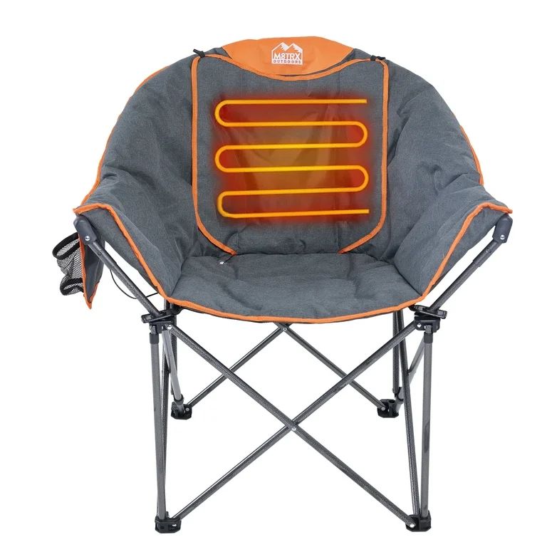 M8TRX Heated Camping and Club Chair, Outdoor Portable Folding Chair, Supports 350 LBS, Orange and... | Walmart (US)