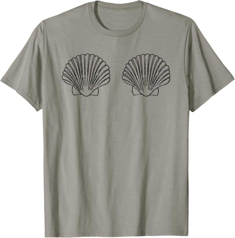 Shell Boob Print Original Seashell Beach Line-art Shell Boob T-Shirt | Amazon (US)
