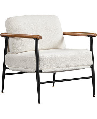 Mid-century Boucle Accent Chair, Ivory | Macy's