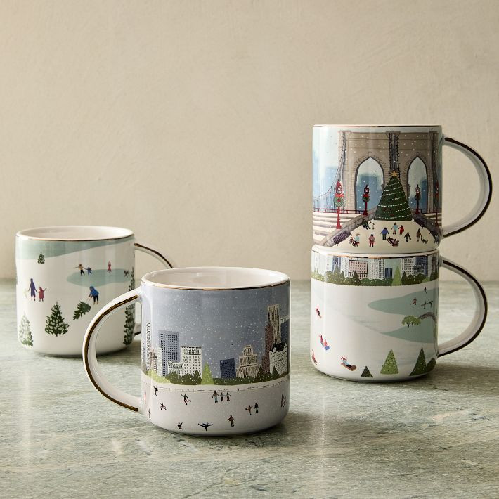 Nicole Cicak Winter Activities Ceramic Mug Sets | West Elm (US)