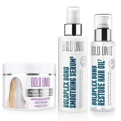 BOLD UNIQ Purple Hair Mask, BoldPlex 6 Hair Serum & BoldPlex 7 Hair Oil Bundle - Remove Brassiness & Yellow Tones, Strengthen, Protect Damaged Hair & Reduce Frizz, Paraben Sulfate-free, Vegan Friendly | Amazon (US)