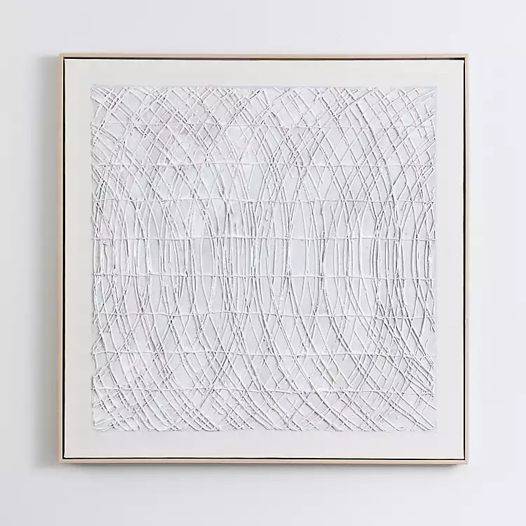 White and Silver Abstract Lines Framed Art | Kirkland's Home