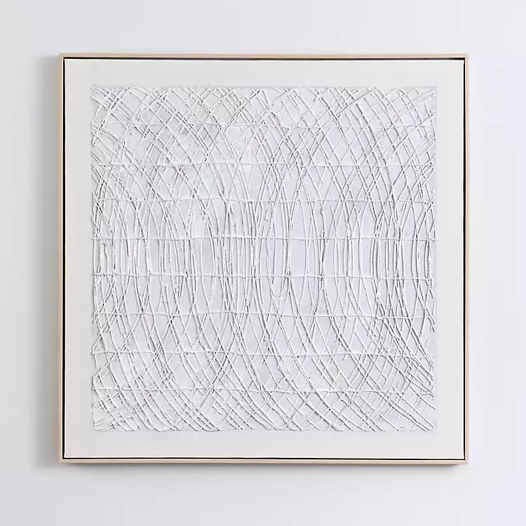White and Silver Abstract Lines Framed Art | Kirkland's Home