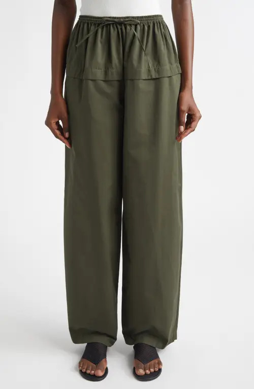 Alaïa Cotton Peplum Pants in Olive at Nordstrom, Size 8 Us | Nordstrom