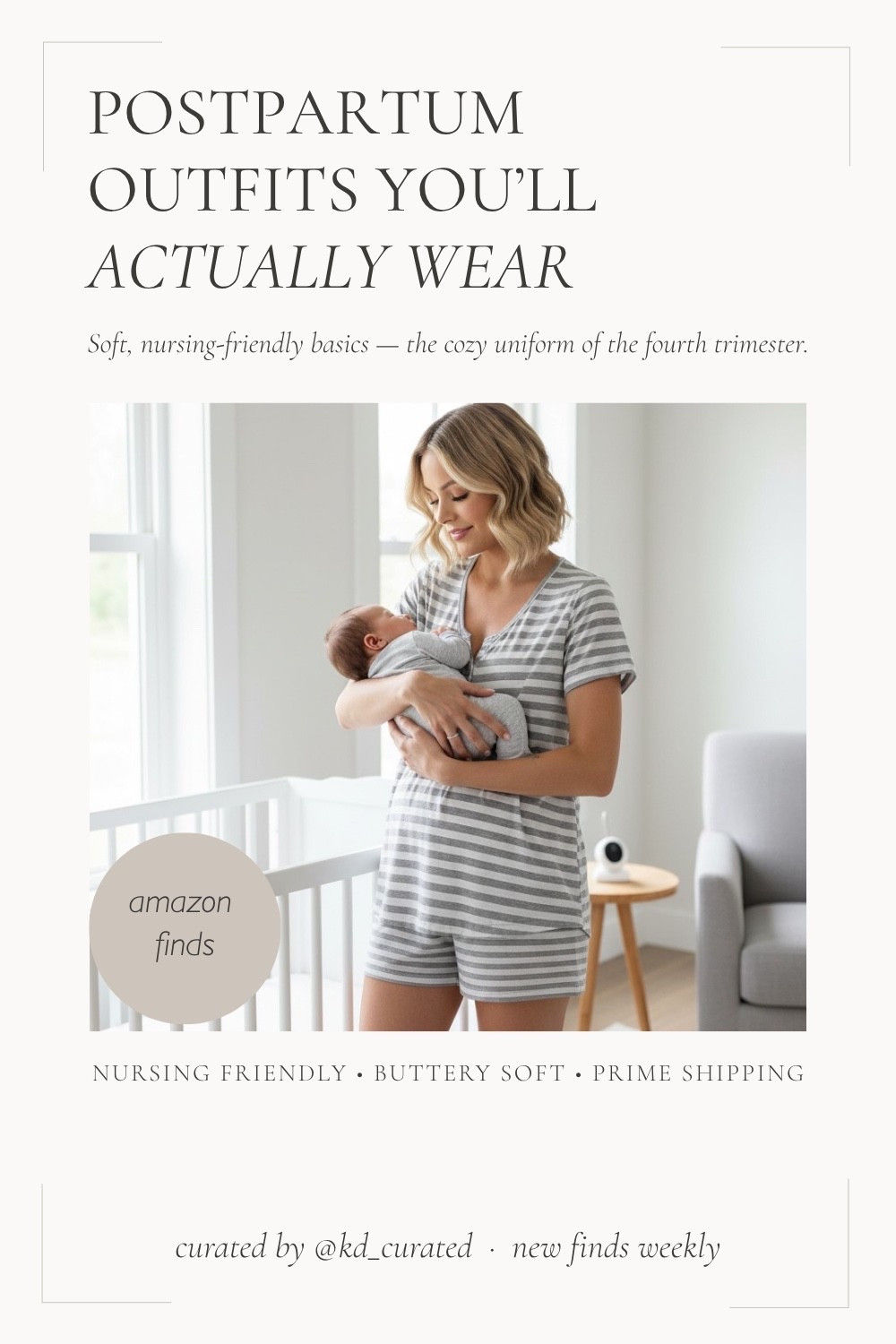 Nobody tells you that getting dressed in the fourth trimester is its own kind of hard. You're healing, running on no sleep, feeding a baby every couple of hours — and the last thing you have energy for is an outfit that fights you. This gray striped nursing set is the answer to all of that. It's soft enough to sleep in, nursing-friendly enough for every single feed, and somehow still looks put-together when your mother-in-law shows up unannounced. Find these options and more on Amazon.

#LTKmomlife