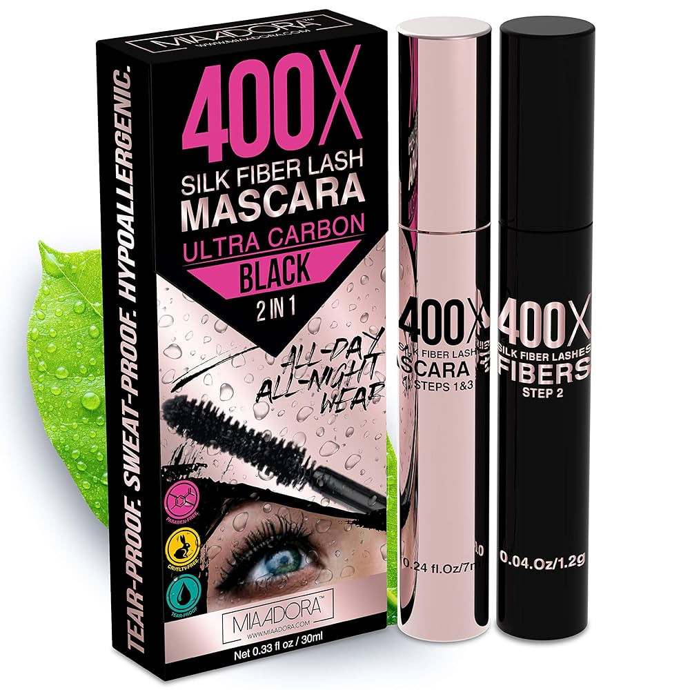 400X Pure Silk Fiber Lash Mascara [Ultra Black Volume and Length], Longer & Thicker Eyelashes. Wa... | Amazon (US)