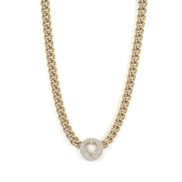 Pave Heart Chain Necklace | Sahira Jewelry Design