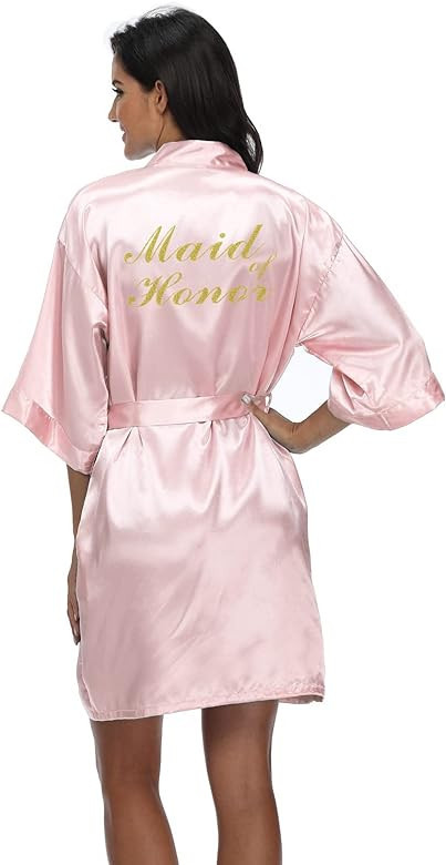 MissNina Bride Robes Bridesmaid Robes Soft Bridal Robes for Wedding Robes Silk Sleepwear One Size | Amazon (US)