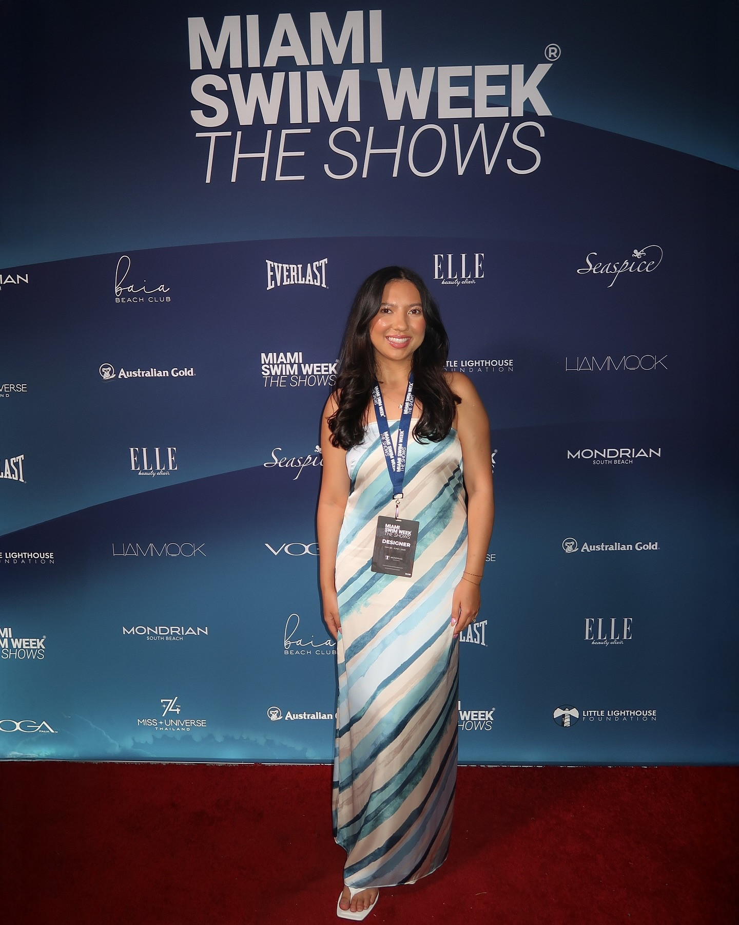 Miami Swim Week memories 👙 (matching the backdrops was unplanned) 🩵

This dress would be perfect for a beach wedding or baby shower for boy moms! 

#LTKFindsUnder100 #LTKWedding #LTKSeasonal