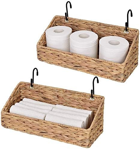 StorageWorks Woven Wall Baskets for Storage, Water Hyacinth Baskets for Shelf, Wall Storage for K... | Amazon (US)