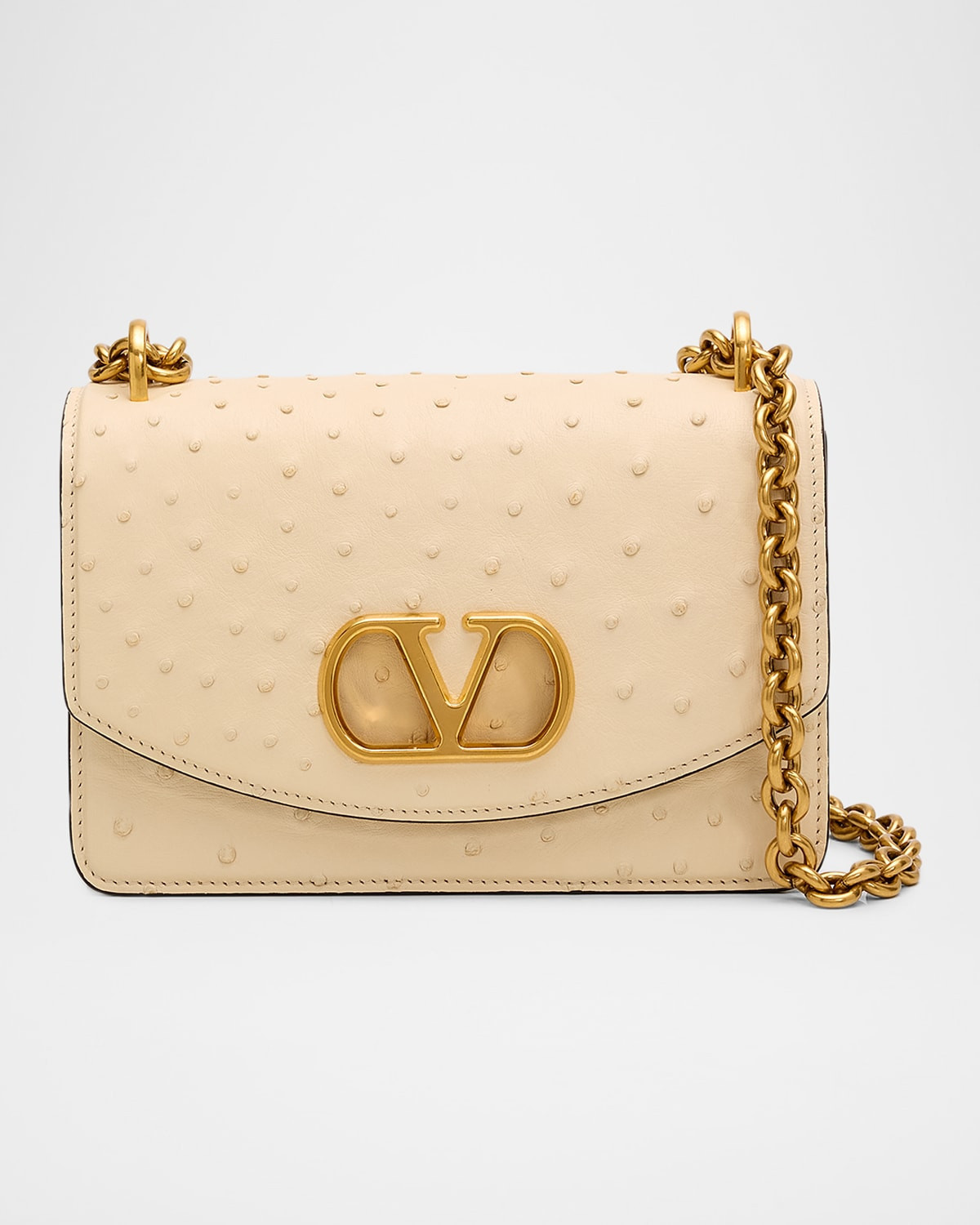Vain Ostrich Leather Shoulder Bag | Neiman Marcus