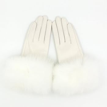Winter Women's Lambskin Leather Gloves with Fox Fur Trim Multicolor | Amazon (US)