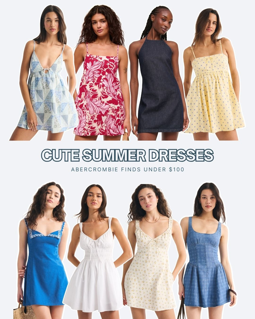 Cute summer dresses all under $100 from Abercrombie! From soft florals to denim dresses, the options are endless. You can easily style with strappy flat sandals or dress up with heels. 

summer ootd, style tips, fashion hacks, what to wear, affordable finds 

 #LTKootd #LTKSaleAlert