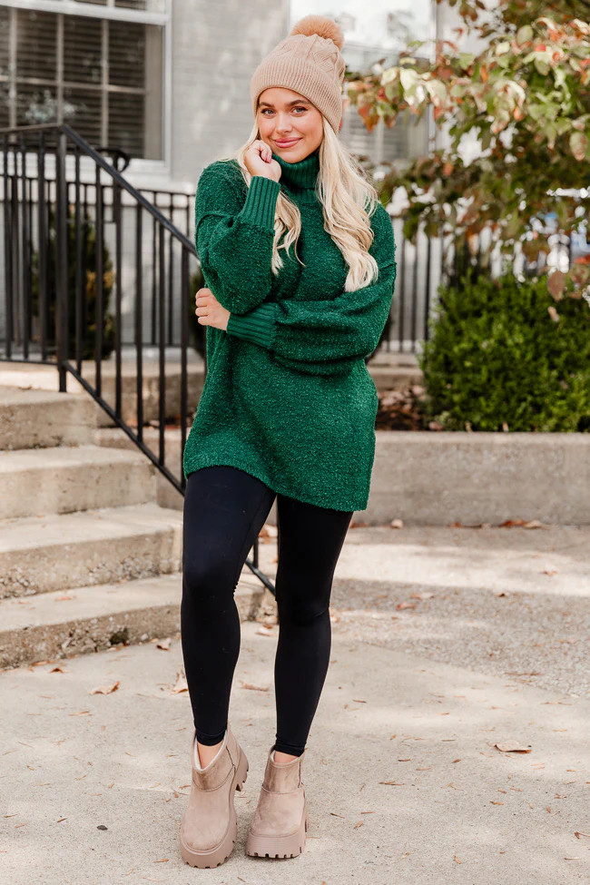 Haven't You Heard Hunter Green Turtleneck Sweater | Pink Lily
