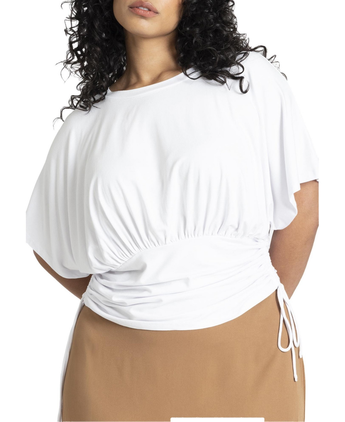 Eloquii Women's Plus Size Kimono Sleeve Tee - White | Macy's