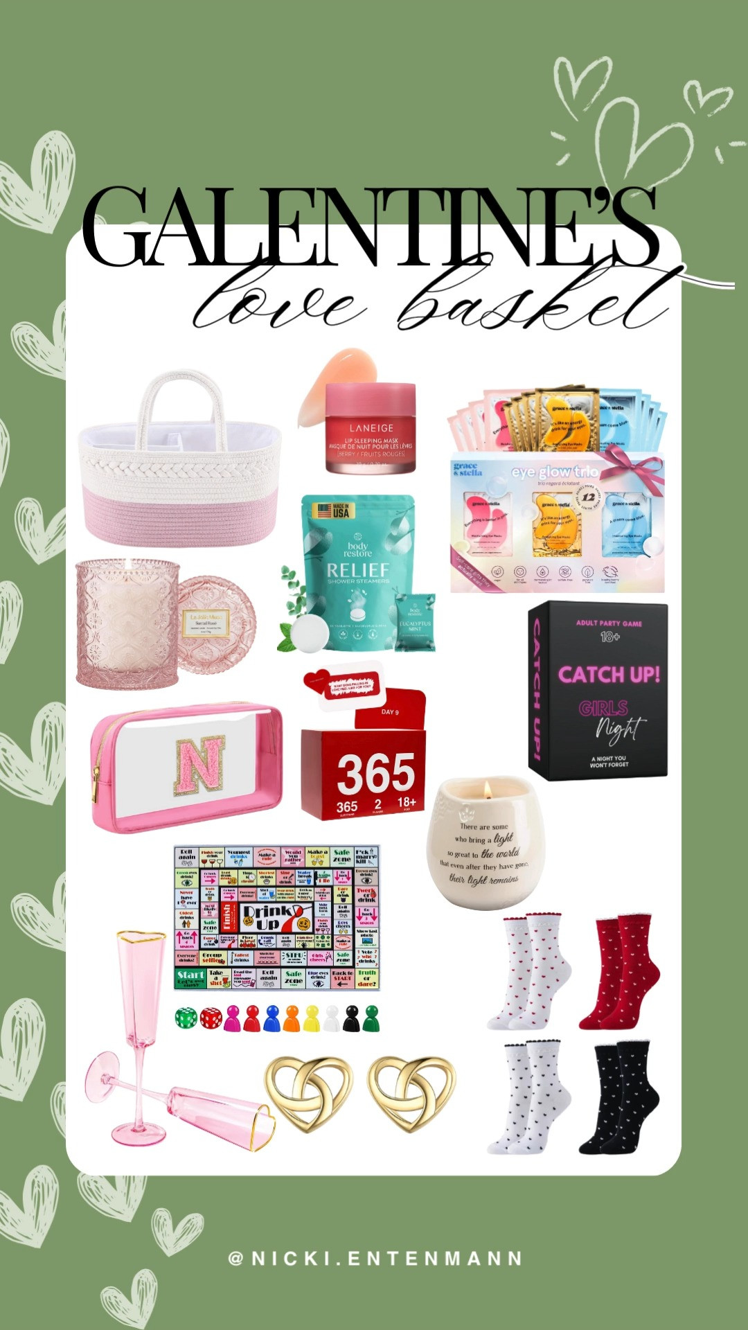 Galentine's love basket overflows with cozy treats, bubbly surprises, and little luxuries that celebrate friendship and shared giggles all weekend. #Galentines #LoveBasket #GalentinesDay #FriendshipGifts #GiftIdeas #Besties #SelfCare #CozyGifts #TreatYourself #Celebration																 

 #LTKdayinmylife #LTKselfcare #LTKBeauty