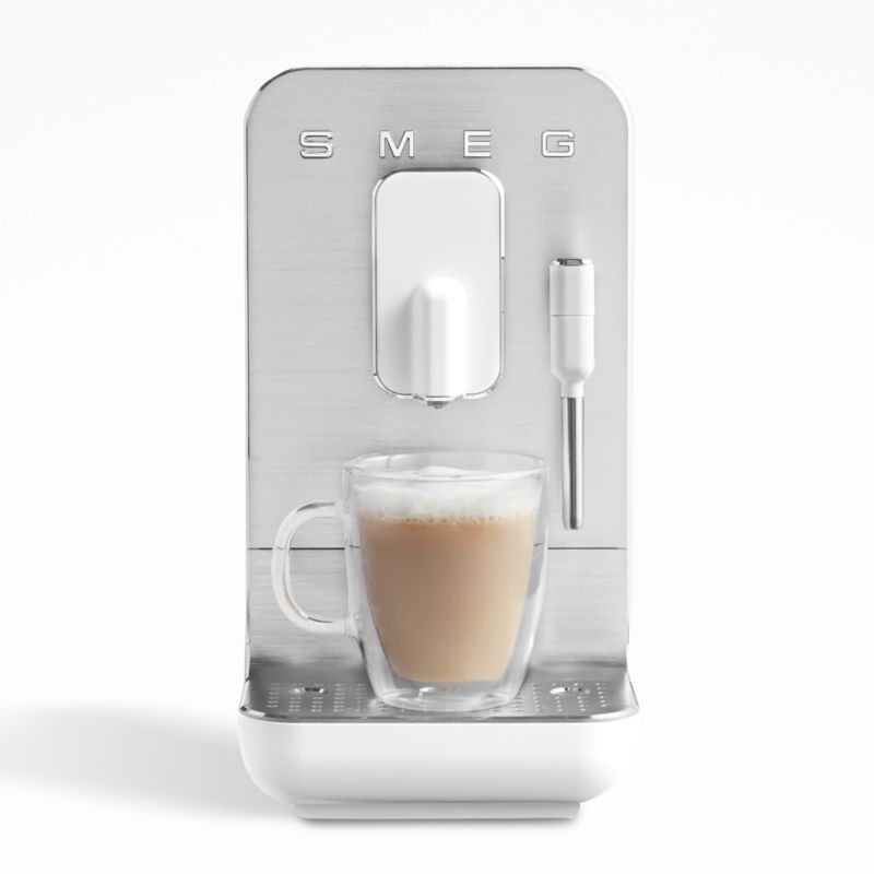 Smeg Matte White Fully Automatic Coffee and Espresso Machine with Milk Frother | Crate and Barrel | Crate & Barrel
