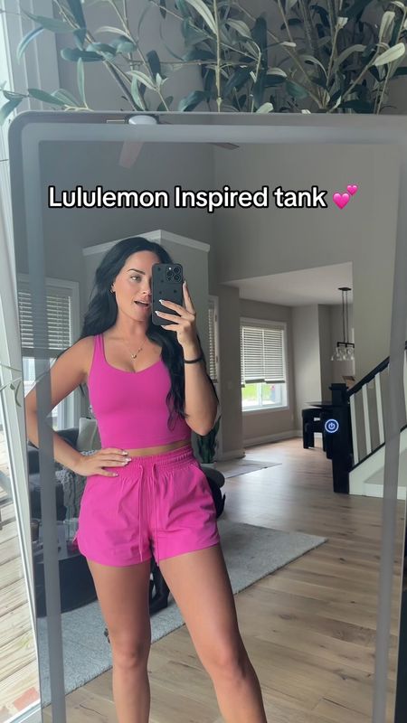 Wearing a size small in both 

Lululemon inspired tank from Amazon 
Abercrombie shorts( I linked the matching Amazon ones as well) 

#LTKFindsUnder100 #LTKFindsUnder50 #LTKStyleTip