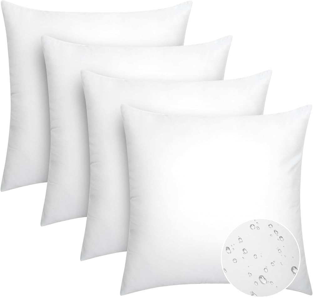 Pack of 4 18x18 Outdoor Pillow Inserts, Water Resistant Throw Pillow Inserts, Cushion Inner Pads ... | Amazon (US)