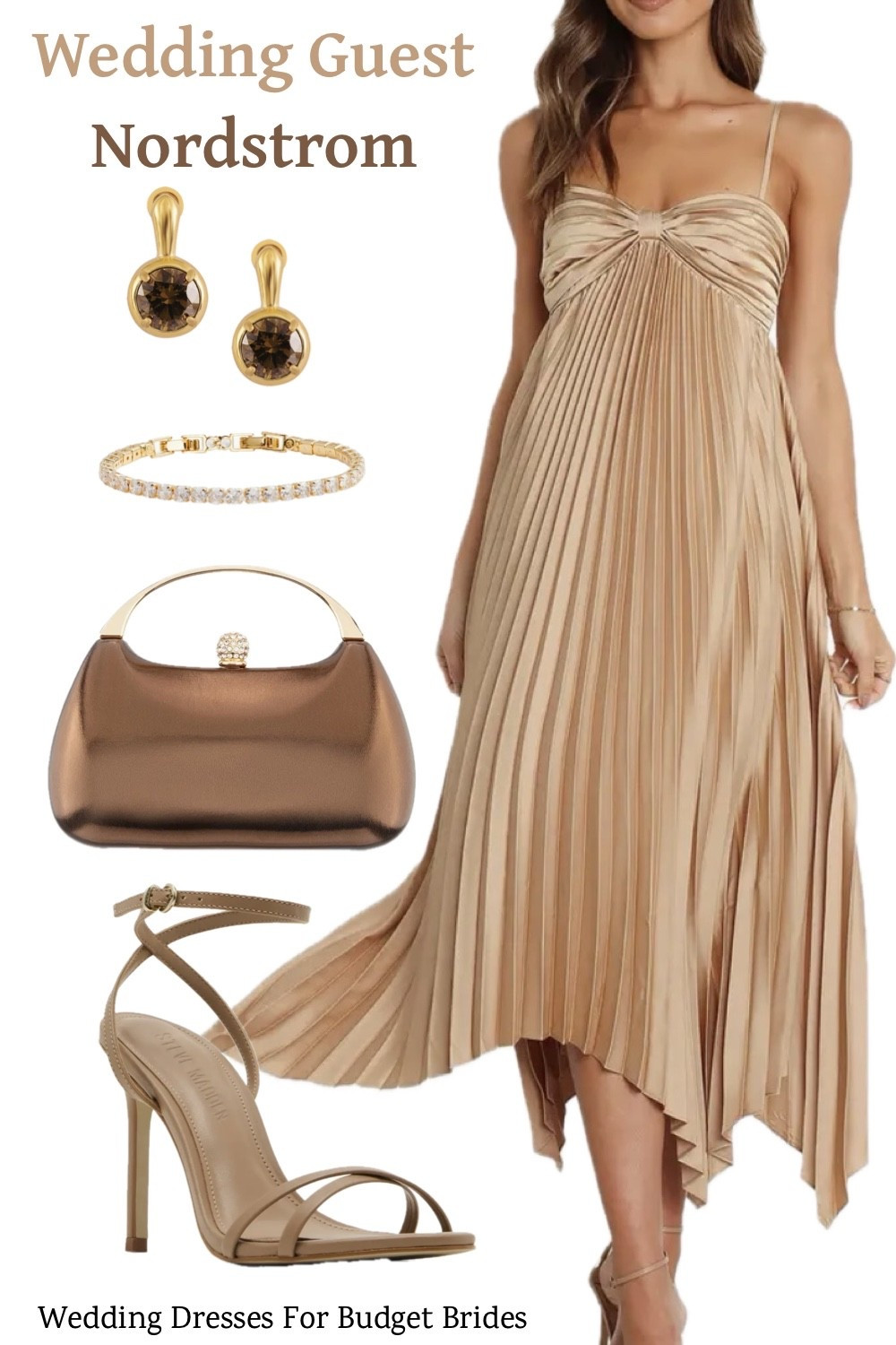 Spring wedding guest dress and accessories at Nordstrom.  Gold satin dress under $100.

Special occasion dress, cocktail dress, semi formal wedding guest dress, party dress, event dress. 

#LTKWedding #LTKSeasonal