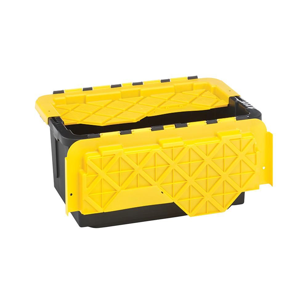 15-Gal. Flip-Lid Storage Box in Black/Yellow (6-Pack) | The Home Depot