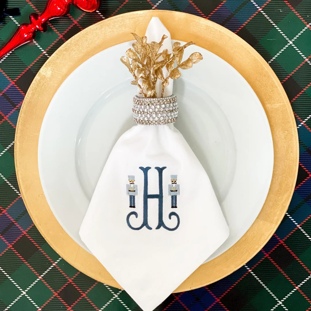 Set of 6 Monogrammed Christmas Nutcracker Cloth Napkins - Etsy | Etsy (US)