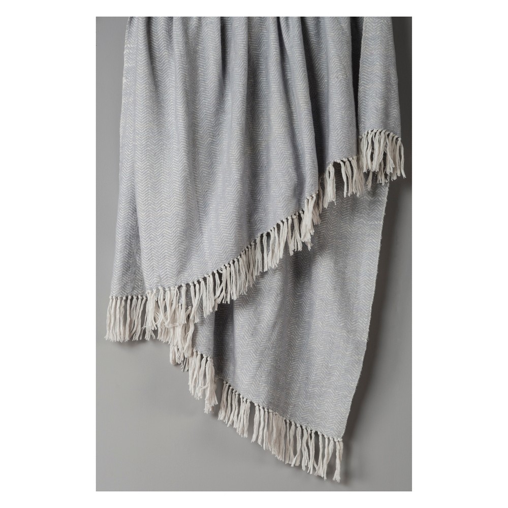 50""x60"" Herringbone Throw Blanket Silver - Rizzy Home | Target