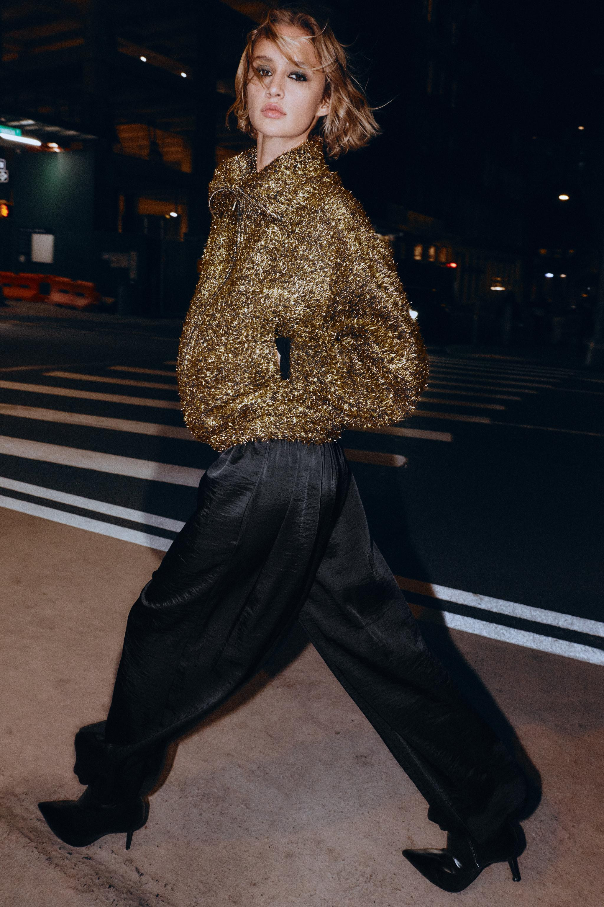 METALLIC THREAD BOMBER JACKET | Zara US