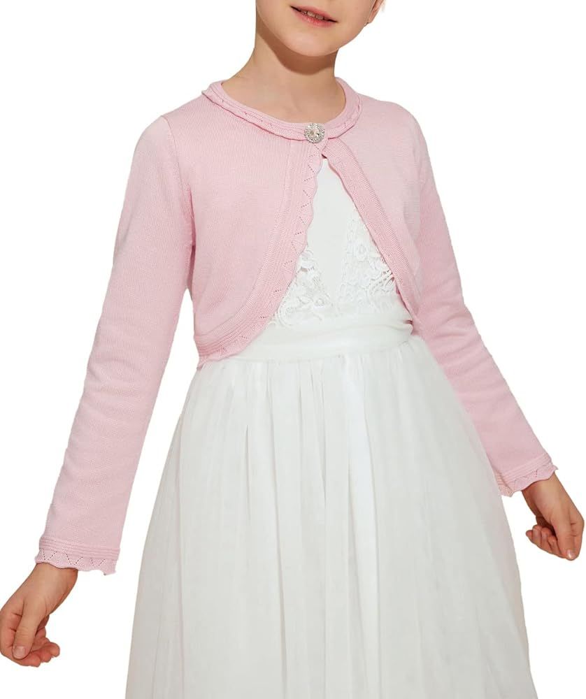 Danna Belle Girls Cardigan Sweaters Long Sleeve Shrug Bolero for Girls Size 3-12 | Amazon (US)