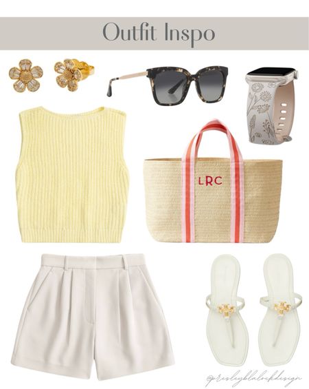 Outfit Inspo / Summer Fashion / Tailored Shorts / Abercrombie Sale / Woven Tote / Personalized Handbag / Diff Eyewear Sunglasses / Tory Burch Sandals / Sweater Tank / Kate Spade Jewelry / Watch Band / Amazon Finds / Shop the look / beach tote 

#LTKFindsUnder50 #LTKStyleTip #LTKSaleAlert