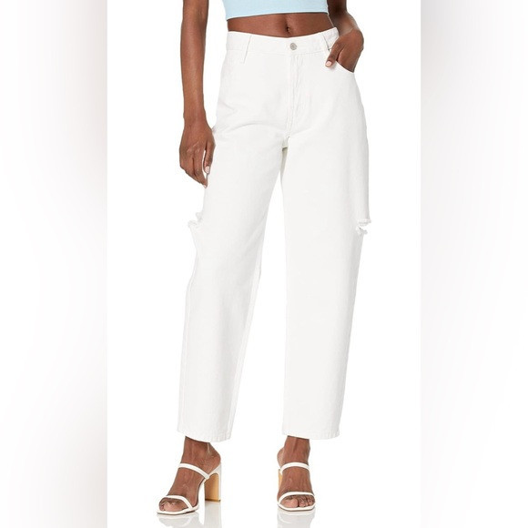 [the drop] kasen wide leg distressed side slit denim jeans white 26 | Poshmark