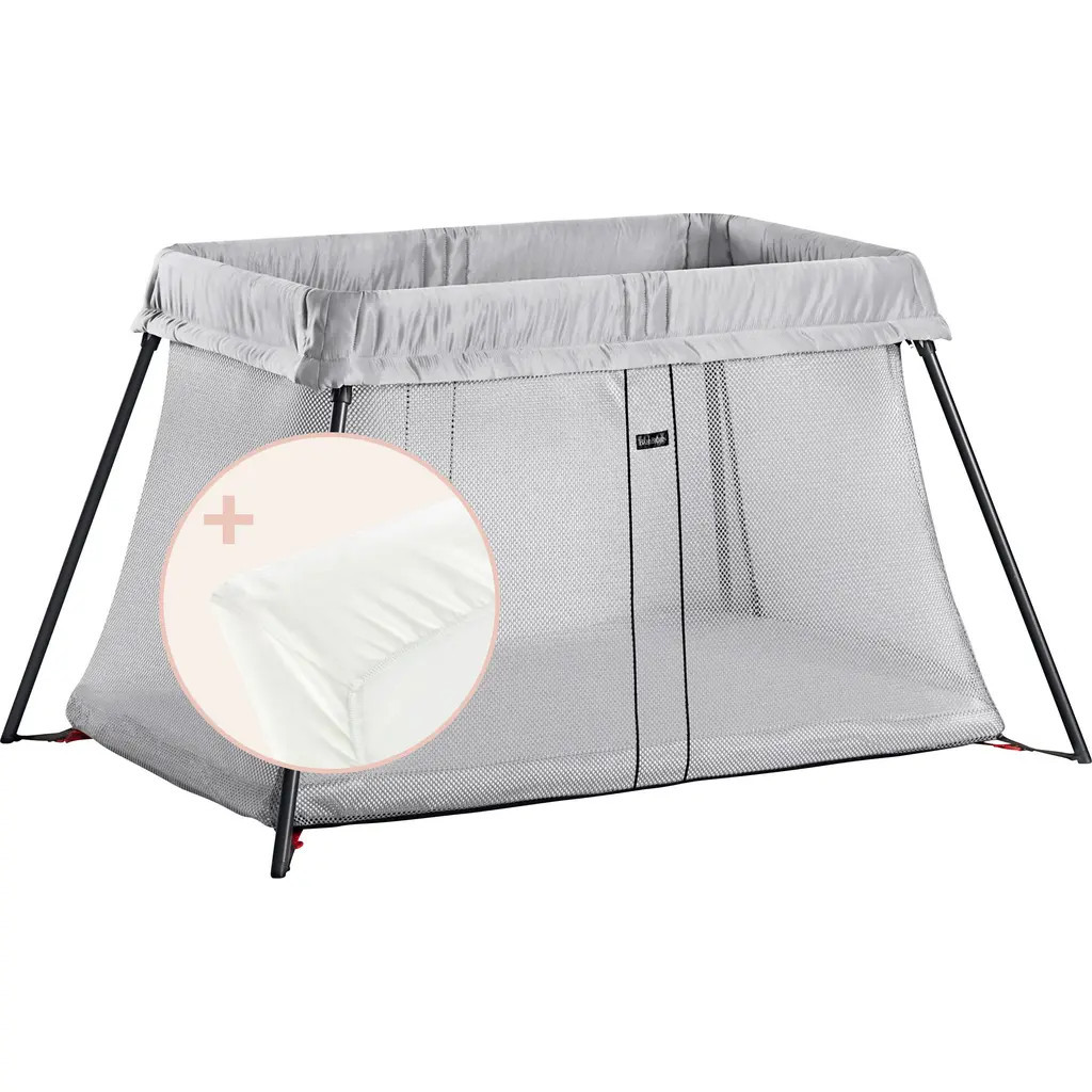 BabyBjörn Travel Crib & Sheet Bundle in Silver at Nordstrom | Nordstrom