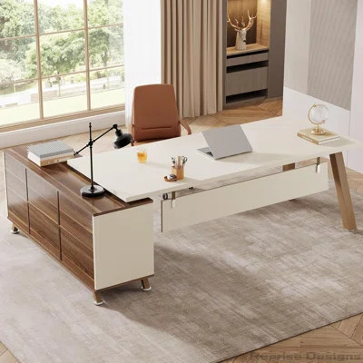 78.7" L-Shaped Executive Desk With 55" File Cabinet | Wayfair North America
