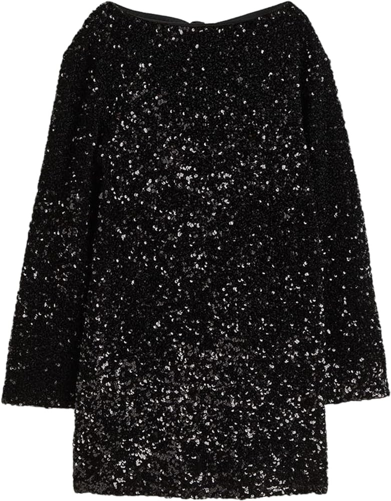 Lentta Women's Sequined Dress Petersham Ribbon Long Sleeve Party Night Out Club Festival Dresses | Amazon (US)