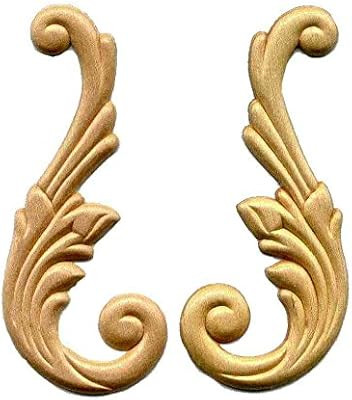 UNIQANTIQ HARDWARE SUPPLY Wings Birch Wood Applique - 5-1/4" X 2-1/4" | Onlay Antique & Modern Fu... | Amazon (US)