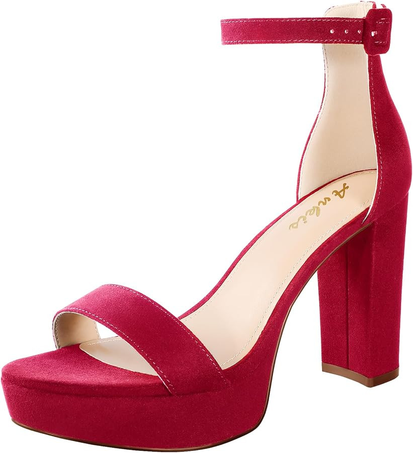 Ankis Chunky Platform Heels - 4 Inch Block Heeled Sandals for Women - Comfortable Open Toe Strapp... | Amazon (US)