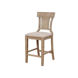 Linon Home Decor Maxwell 26 in. Rustic Brown Washed High Back Wood Counter Stool with Fabric Seat... | The Home Depot