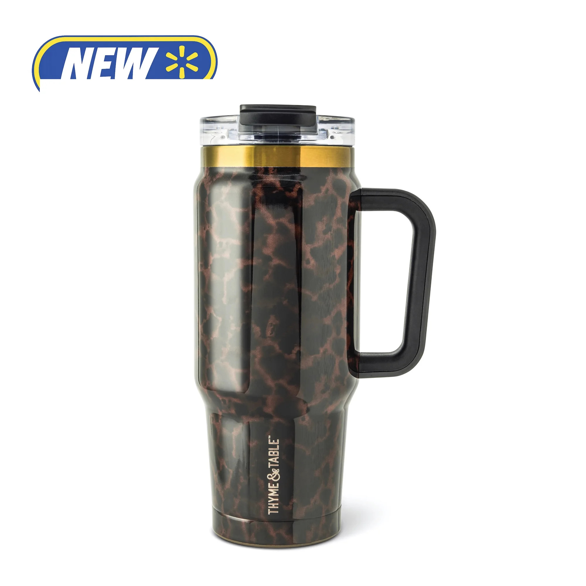 Thyme & Table 32oz Stainless Steel Luna Tumbler with Handle and Dual Straw Lid, Mocha Tortoise - Walmart.com | Walmart (US)