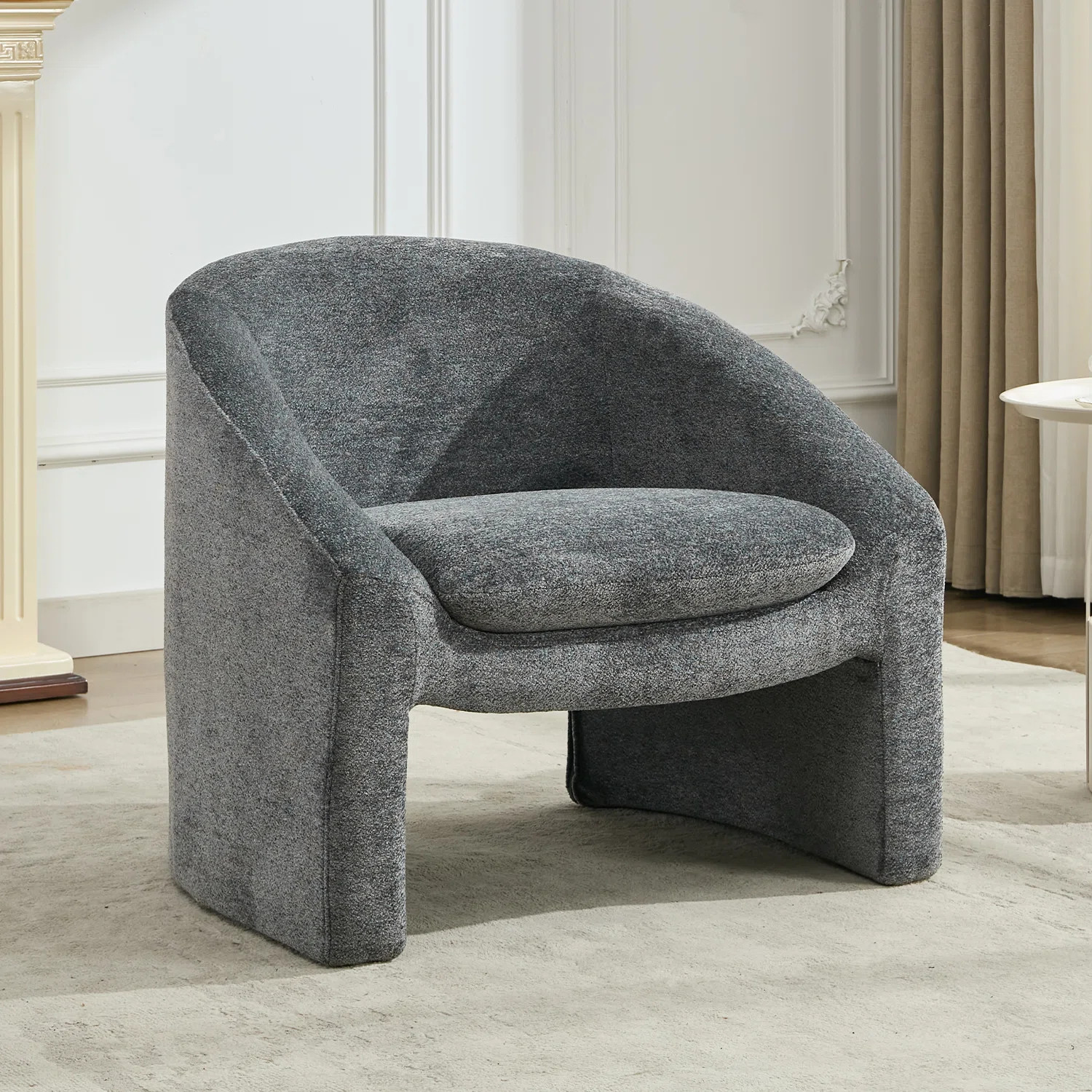 Modern Upholstered Barrel Accent Chair Cozy Round Boucle Arm Chair For Living Room, Guest Room | Wayfair North America