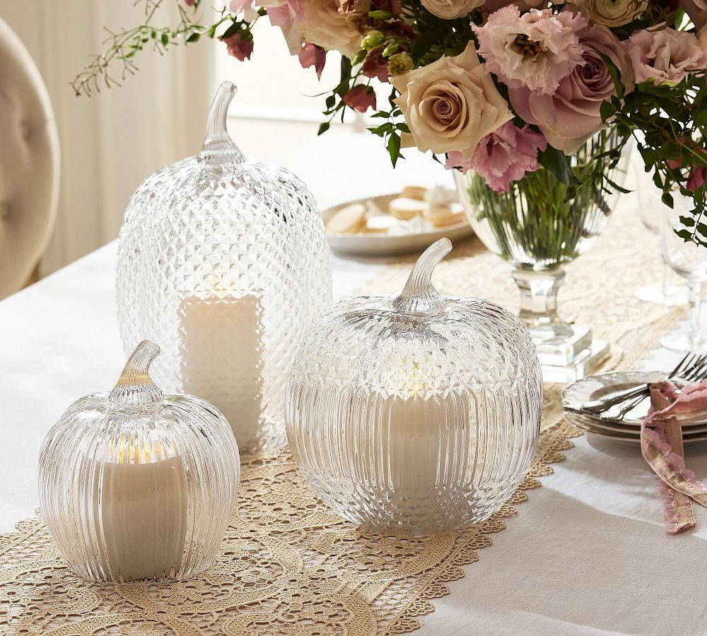 LoveShackFancy Glass Pumpkin Hurricane | Pottery Barn (US)